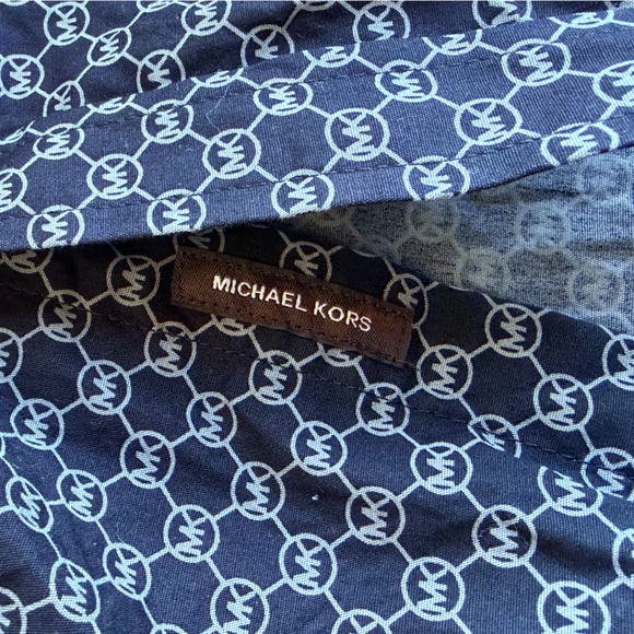 Michael Kors Navy Geometric Button Down Shirt - Picture 7 of 12
